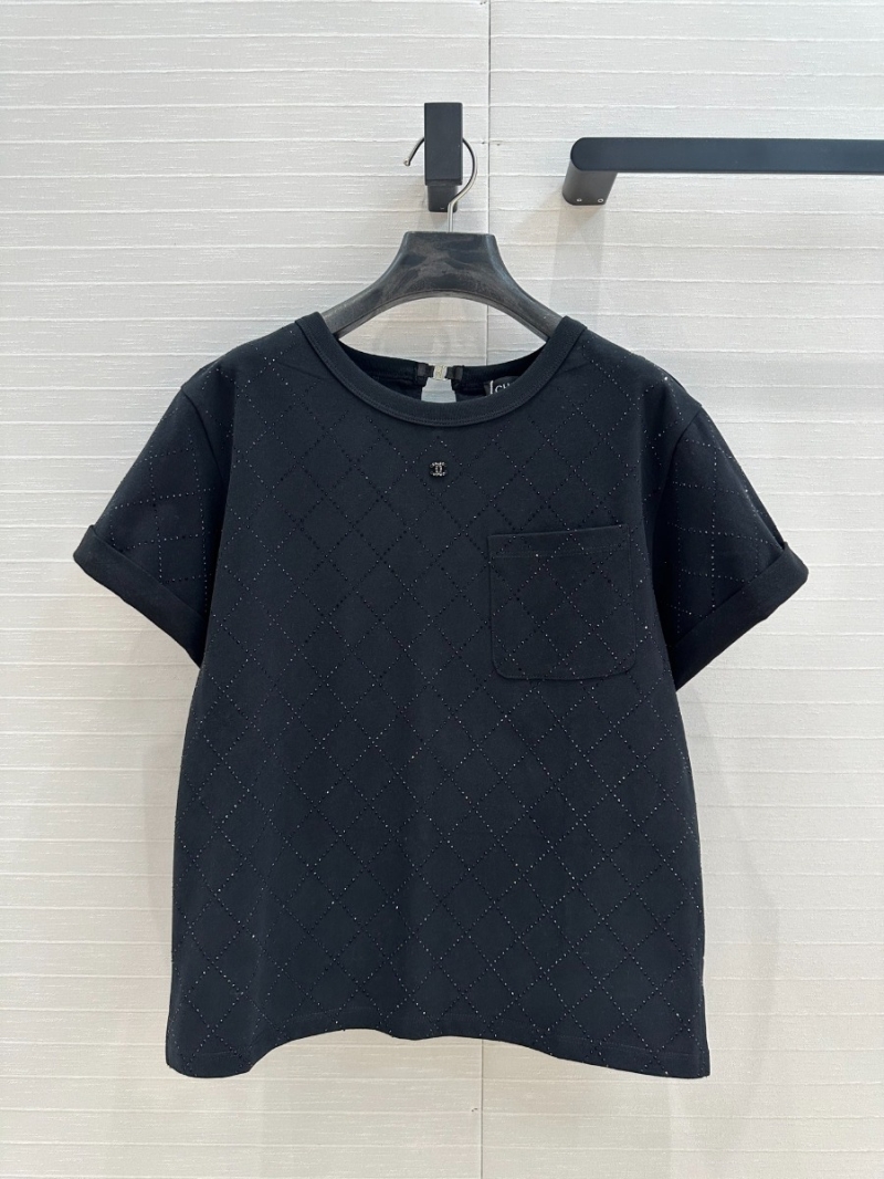 Chanel Coco Girl Elegant Quilted T-Shirt Black