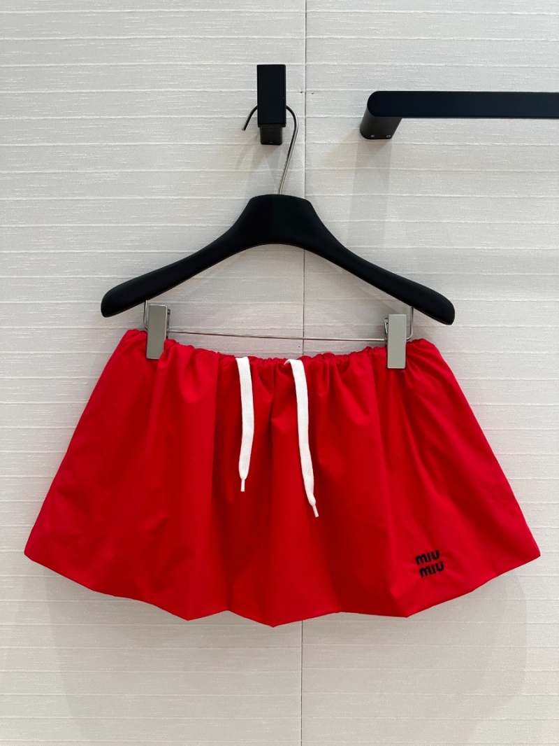 Miu Miu Retro Chic Playful Bubble Skirt Red