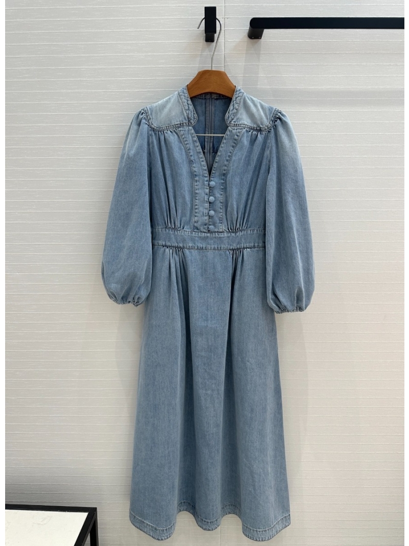 Zimmermann 25SS Resort Vintage-Washed Denim Dress Light Blue
