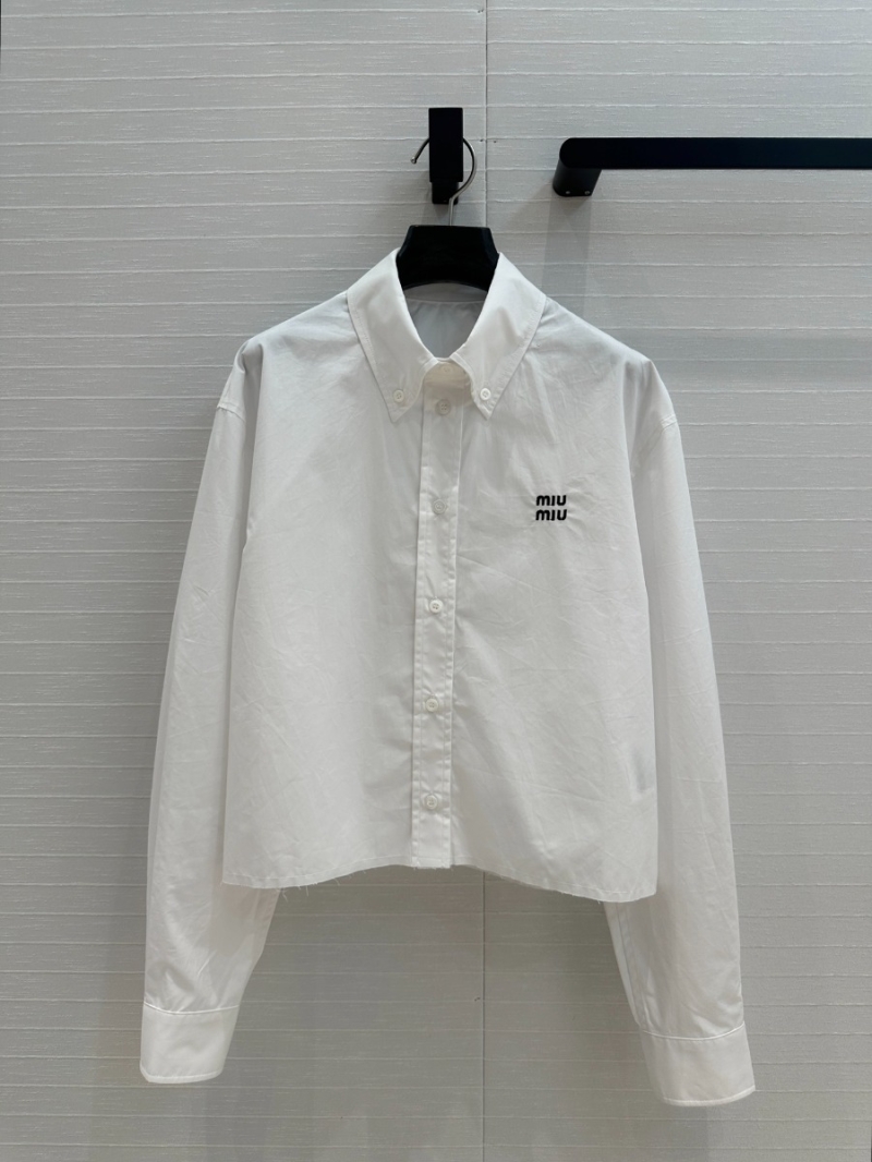 Miu Miu Signature Elegant Cropped Shirt in White