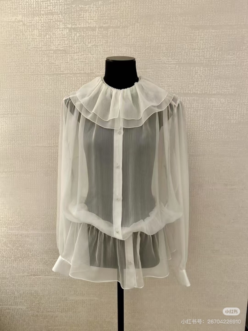 Chanel Coco Girl Romantic Ruffled Blouse White