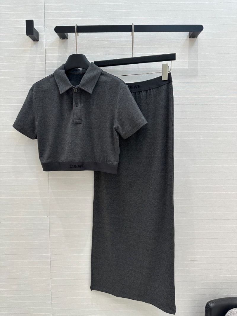 Loewe Capsule Chic Set Top and Skirt in Taupe