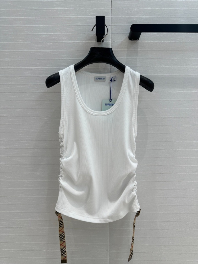 Burberry Spring/Summer 2025 Elegant Ruched Tank Top in White