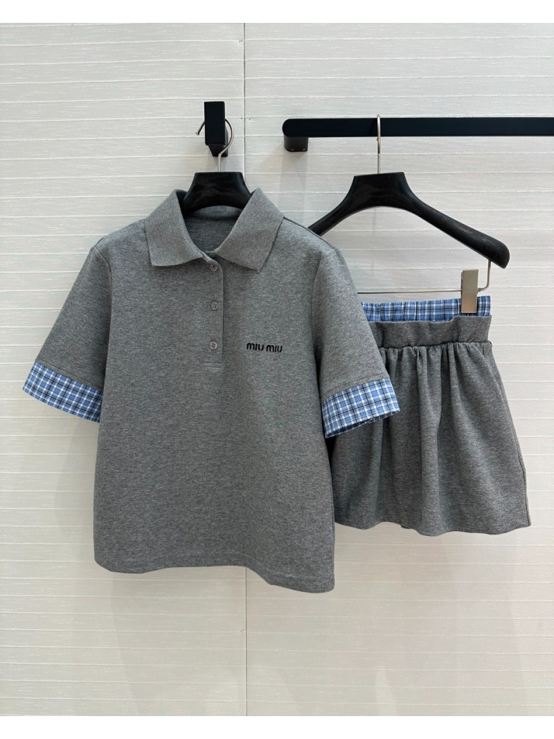 Miu Miu Sweet Sporty Polo Set Grey