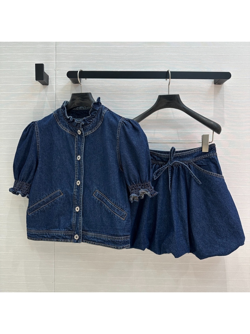 Miu Miu Spring Summer Playful Ruffle Set Blue Denim