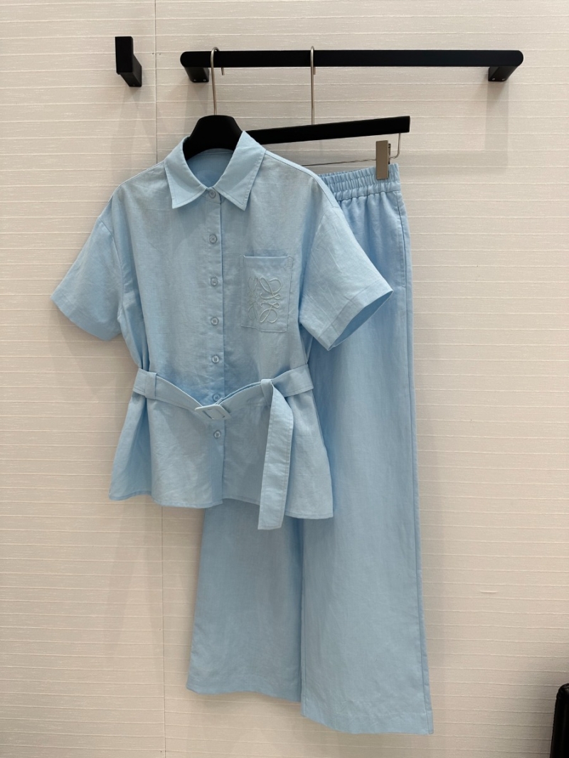Loewe 25Ss Dopamine Casual Linen Set Light Blue