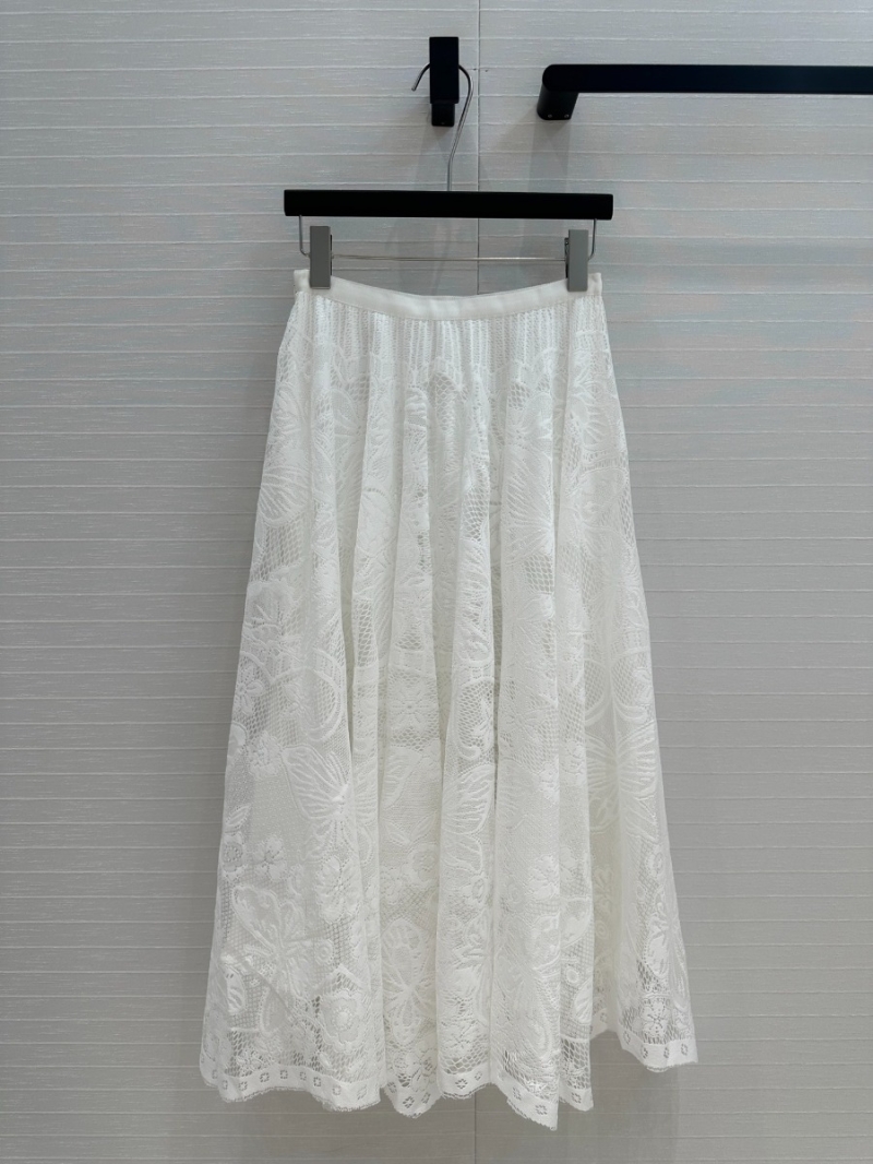 Dior 2025 Spring/Summer Resort Elegant Butterfly-Embroidered Lace Skirt White