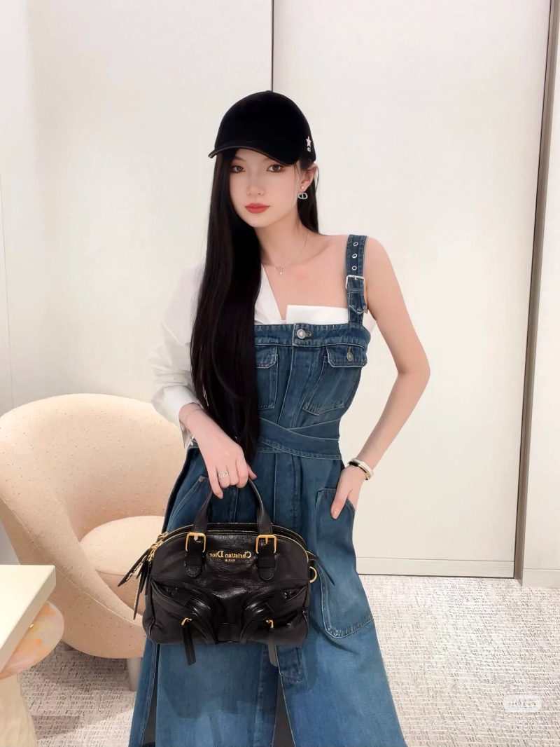 Dior 2025 Collection Chic Asymmetrical Denim Dress Vintage Blue