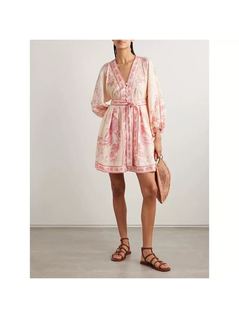 Zimmermann 25SS Romantic Floral Dress Cream with Pink Floral Print