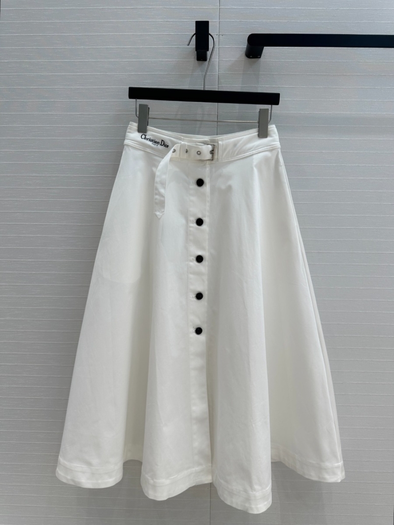 Dior Spring/Summer Chic Belted A-Line Skirt White