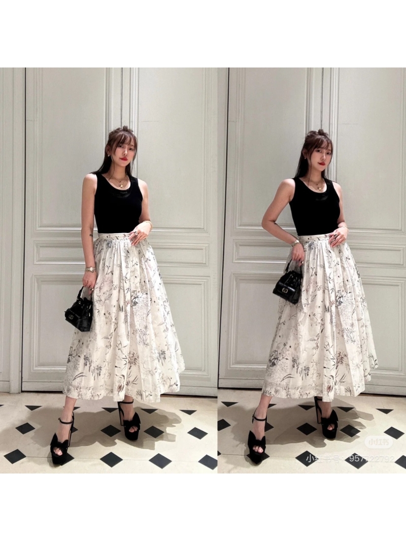 Dior Resort Elegant Millefiori Skirt Multicolor Floral