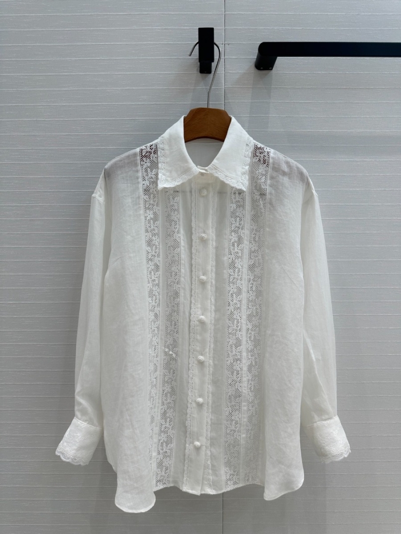 Zimmermann Resort Chic Lace-Trim Linen Shirt White
