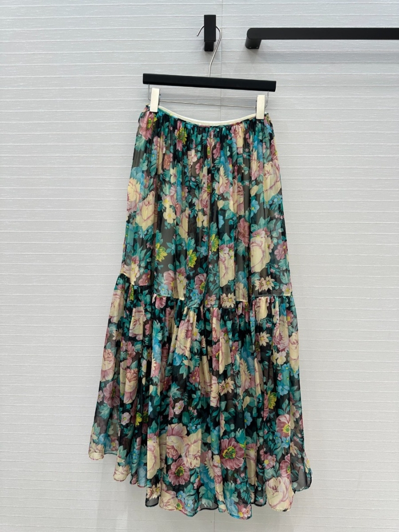 Exclusive Chloe 25 Early Spring Rose Peony Chiffon Maxi Skirt Aqua
