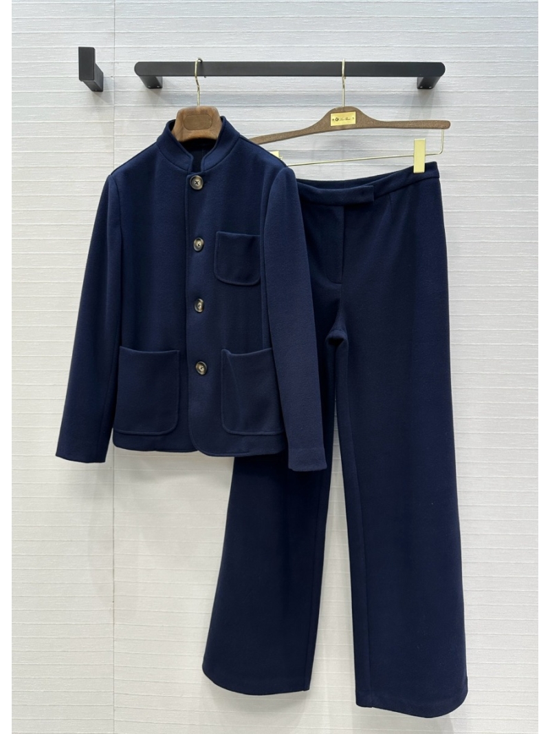 Loro Piana Exquisite Minimalist Stand Collar Jacket in Navy Blue – Timeless Elegance for Modern Sophisticates