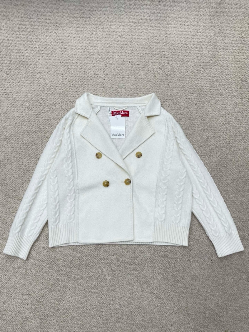 MaxMara Imported Cashmere Knit Blazer Jacket White - Fall/Winter Collection