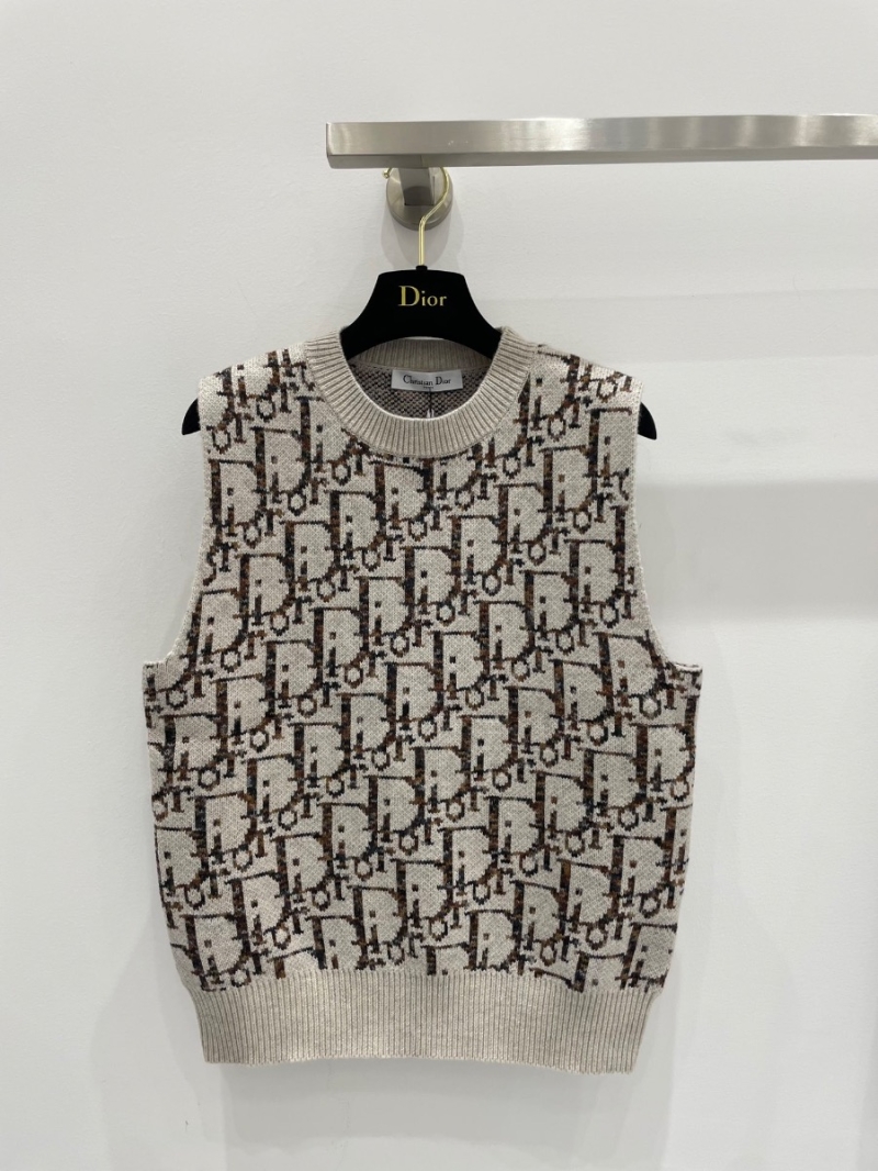Dior Classic Monogram Wool Knit Vest Grey