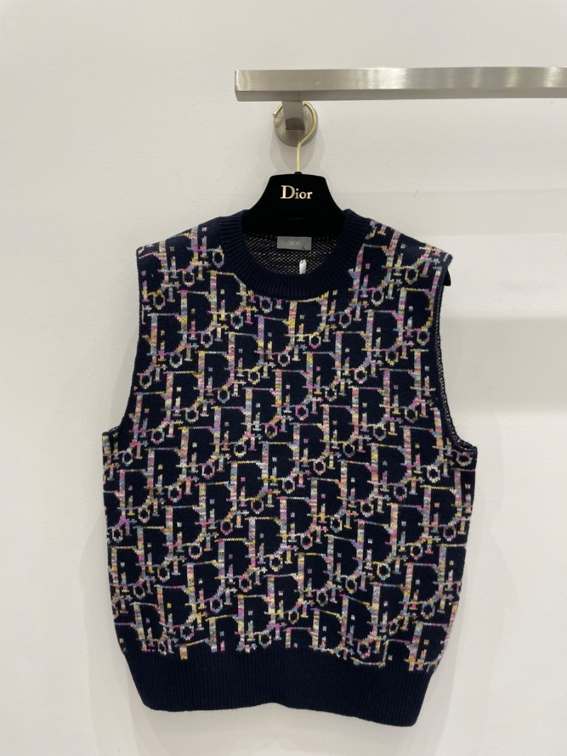 Dior Classic Monogram Wool Knit Vest Multicolor