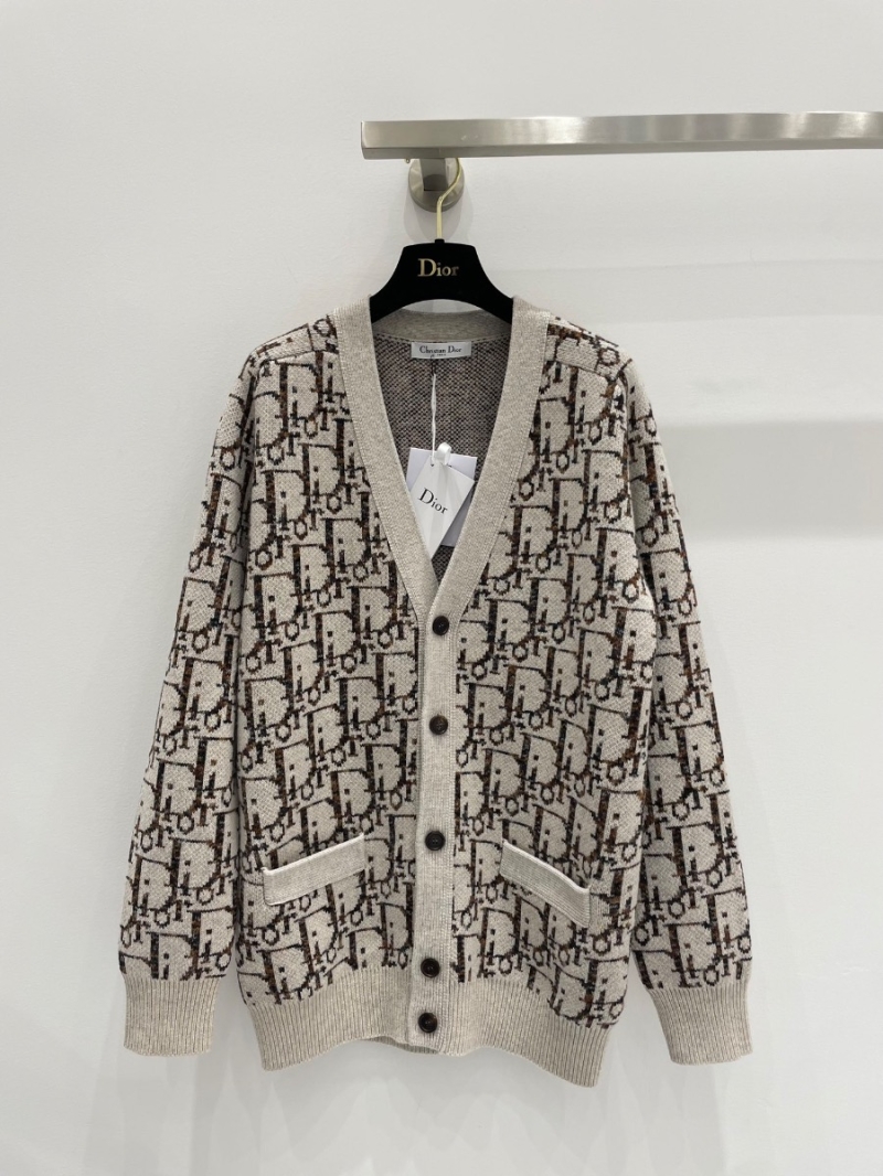 Dior Oblique Monogram Wool Knit Cardigan Grey