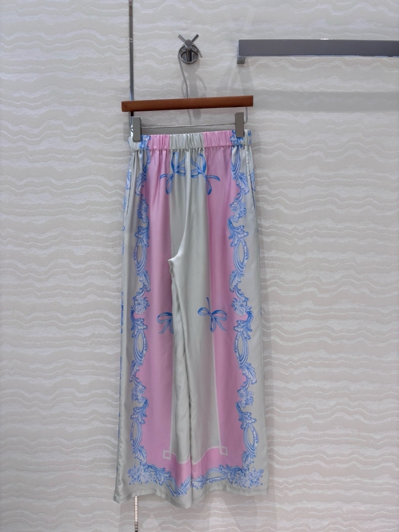 Versace Venus Baroque Print 2025 Spring/Summer 100% Silk Straight-Leg Trousers