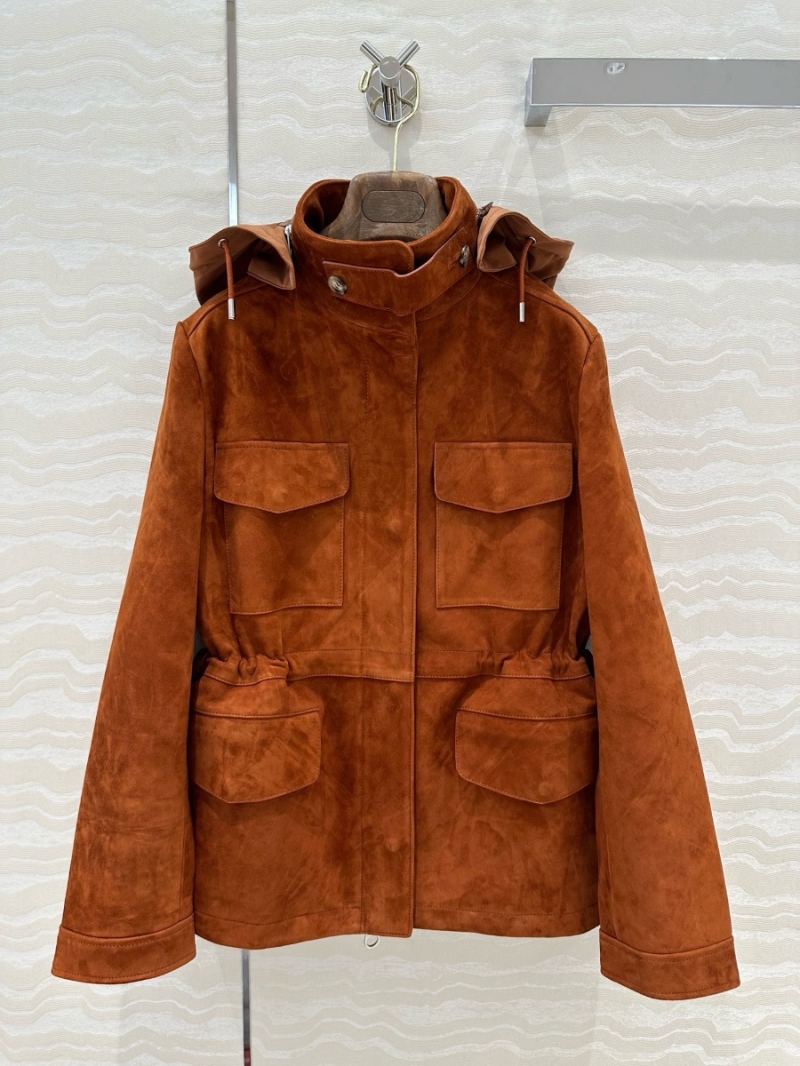 Loro Piana Suede Lambskin Traveler Leather Jacket Caramel