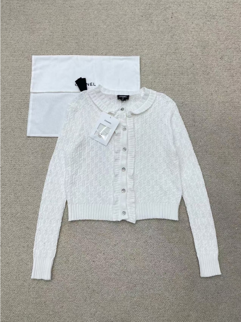 Chanel 25C Early Spring Luxe Knit Cardigan White