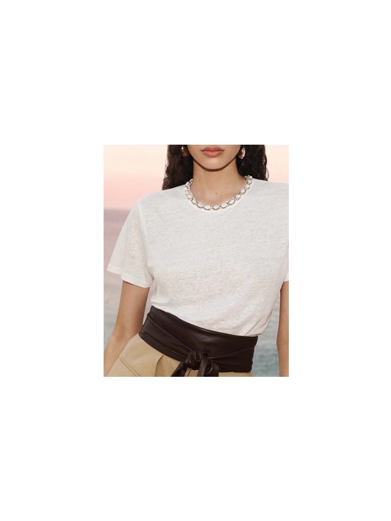 Zimmermann Spring/Summer 2025 Shell Crystal Embellished Linen T-Shirt White