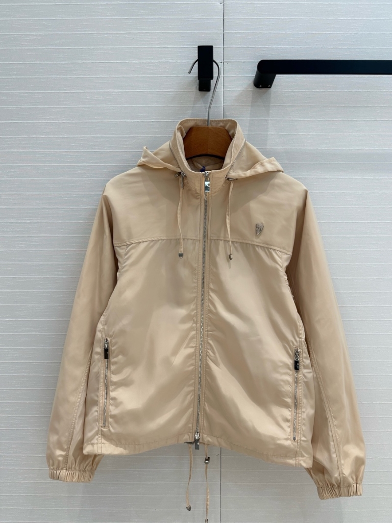 Burberry Spring 2025 Lightweight Nylon Hooded Sun Protection Jacket Beige