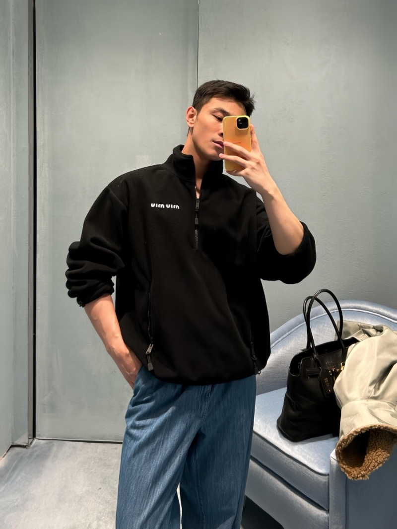 Miu Miu 2024 Unisex OS Fleece Half-Zip Sweatshirt