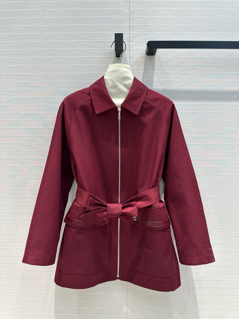Hermes Elegant Fall Black Belted Coat with Leather Details Wine