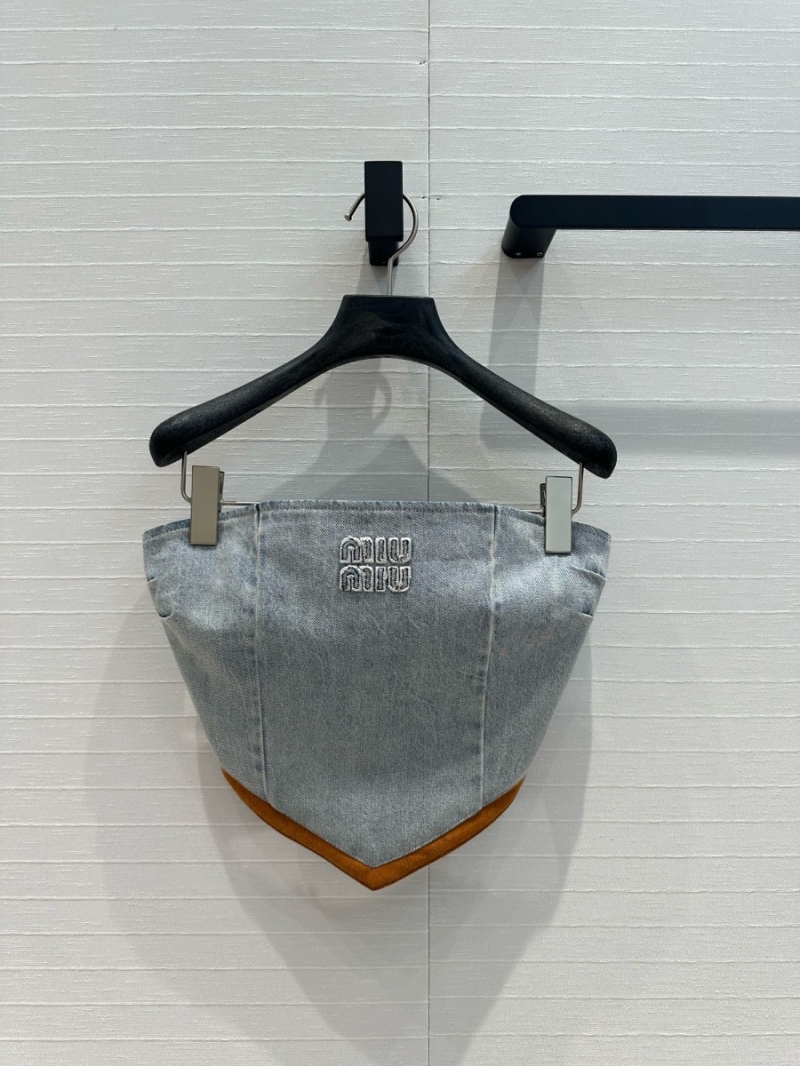 Miu Miu Early Autumn 2024 Denim Bustier Top grey