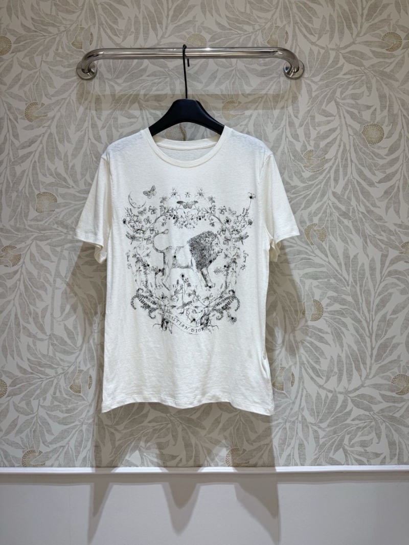 Dior Lion Print T-Shirt with Crystal Embellishments