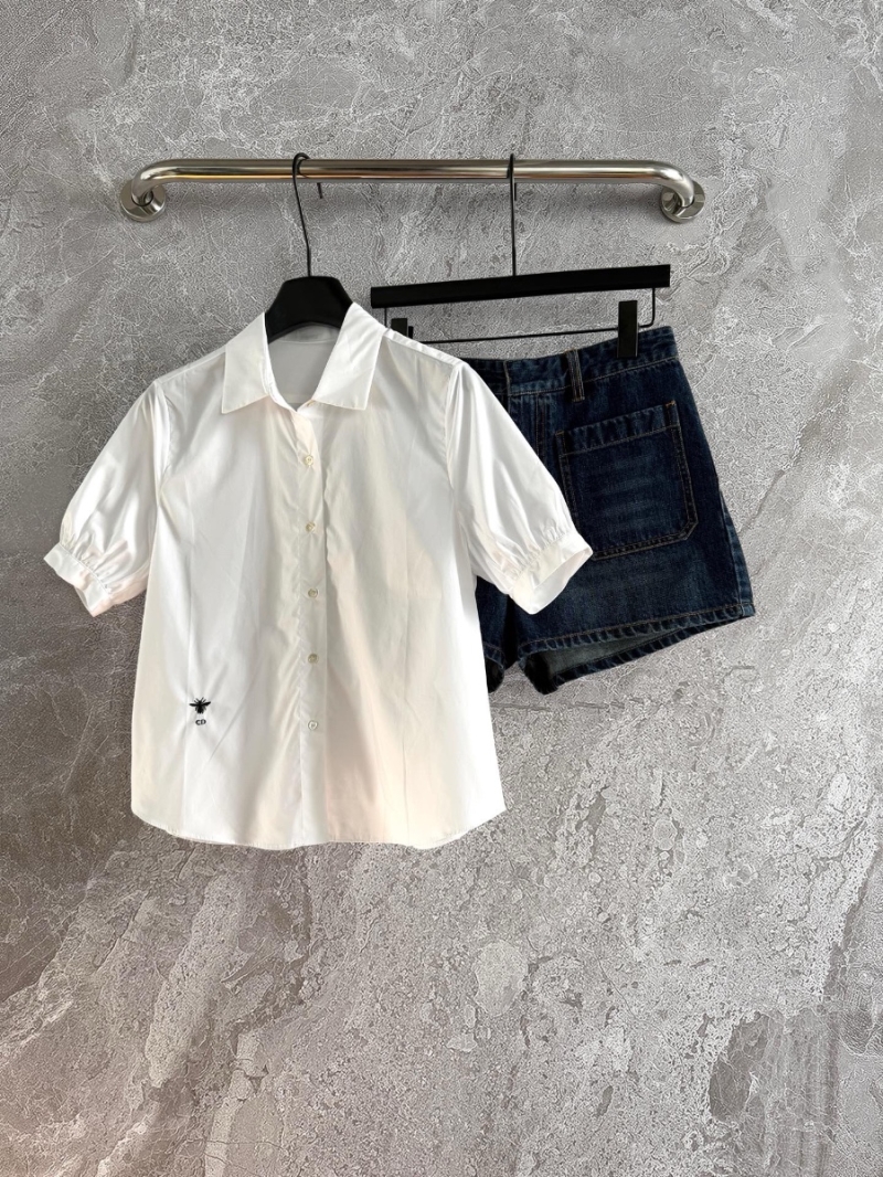 Dior Puff-Sleeve Cotton Shirt – Elegant and Versatile