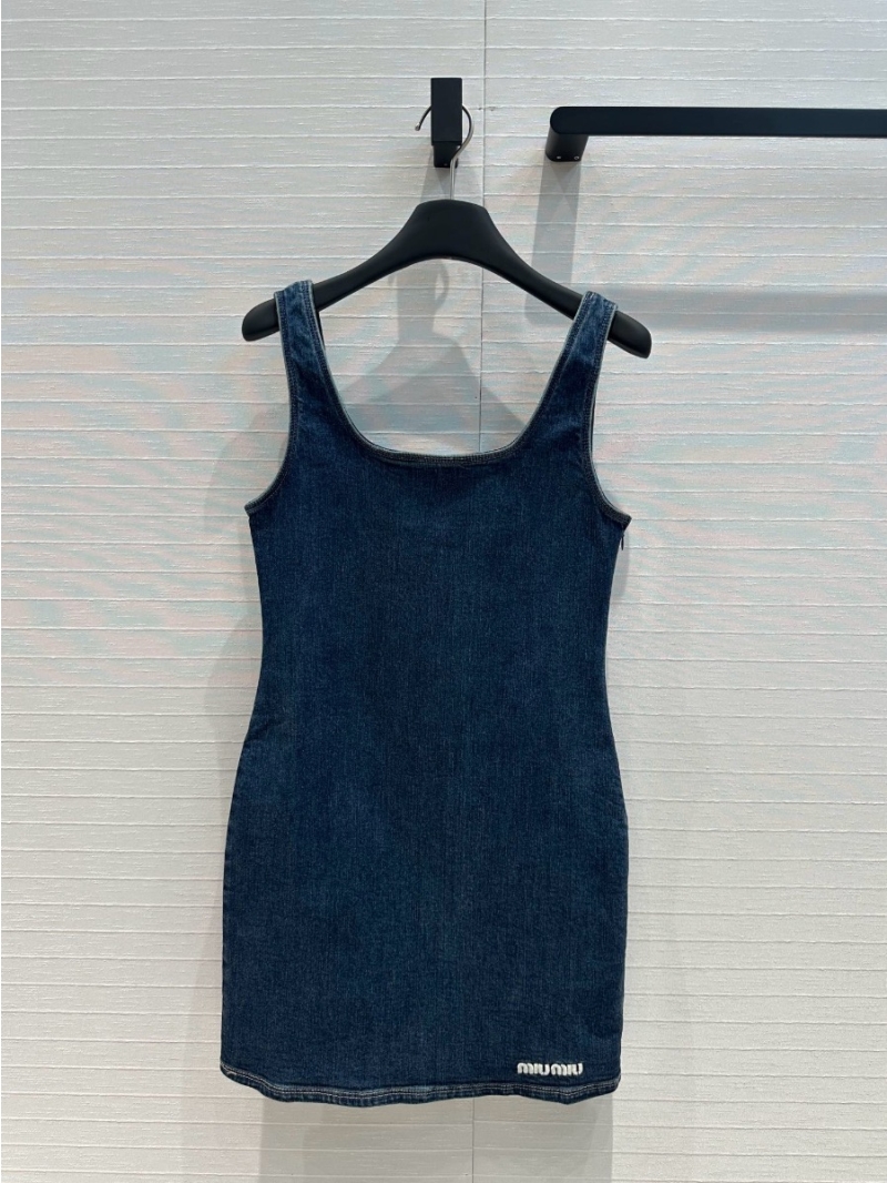 Miu Miu NEW 2024 Vintage Blue Soft Denim Tank Dress