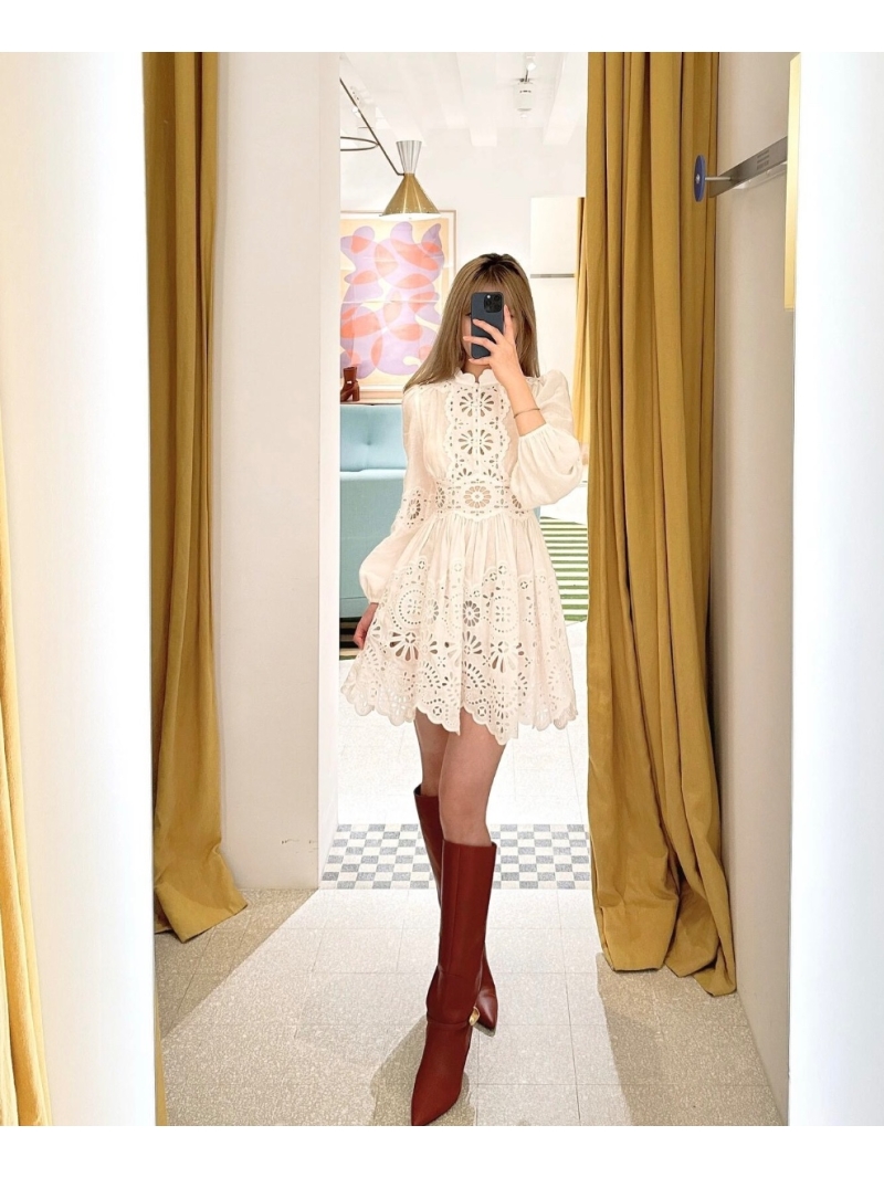 Zimmermann Embroidered Cutout Linen Dress with Detachable Slip Limited Edition