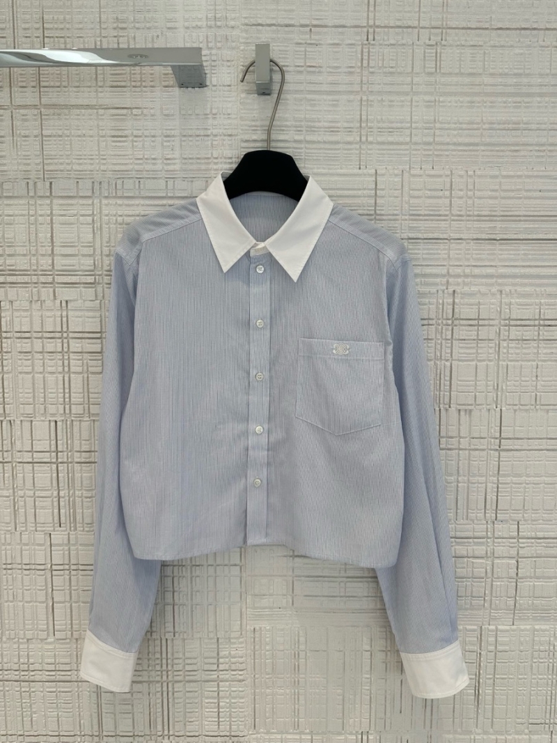Celine 24 Spring/Summer Sky Blue Pinstripe Cotton Shirt