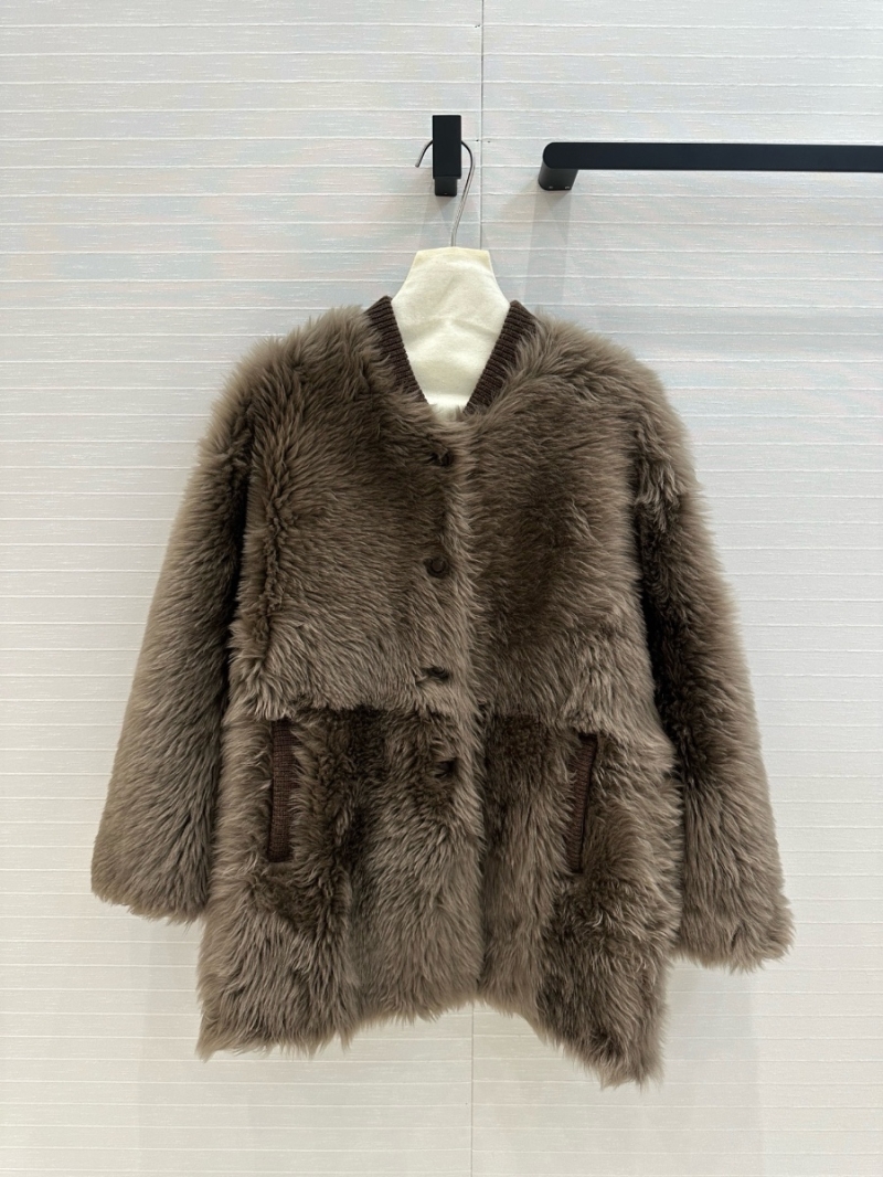 Loro Piana Limited Edition Mid-Length Imported Shearling Coat Toffee