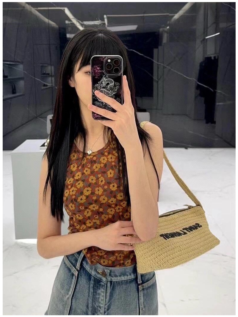 YSL Saint Laurent Sheer Floral Top – Vintage Bordeaux Charm