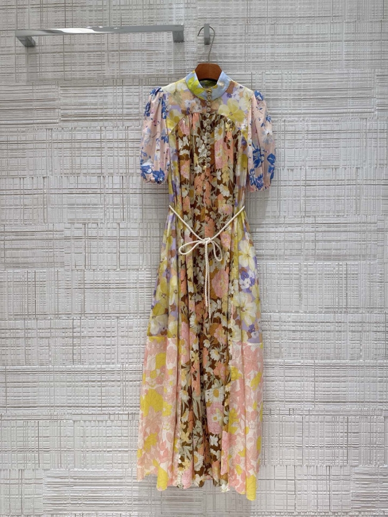 Zimmerman Pop Puff Sleeve Maxi Dress