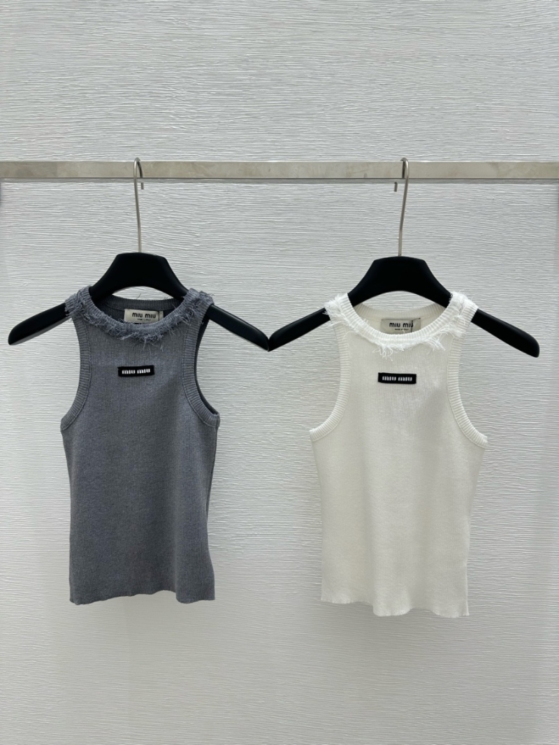 Miu Miu Spring/Summer2025 New Fringed Round-Neck Knit Tank Top