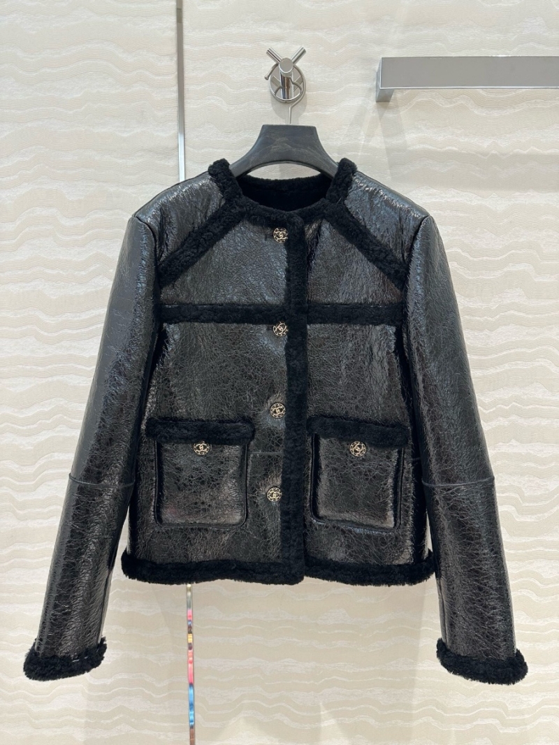 Chanel Limited Edition Shearling and Leather Jacket - Forest Series