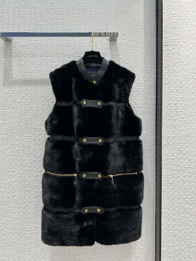 Louis Vuitton Limited Edition Patched Mink Fur Vest Black