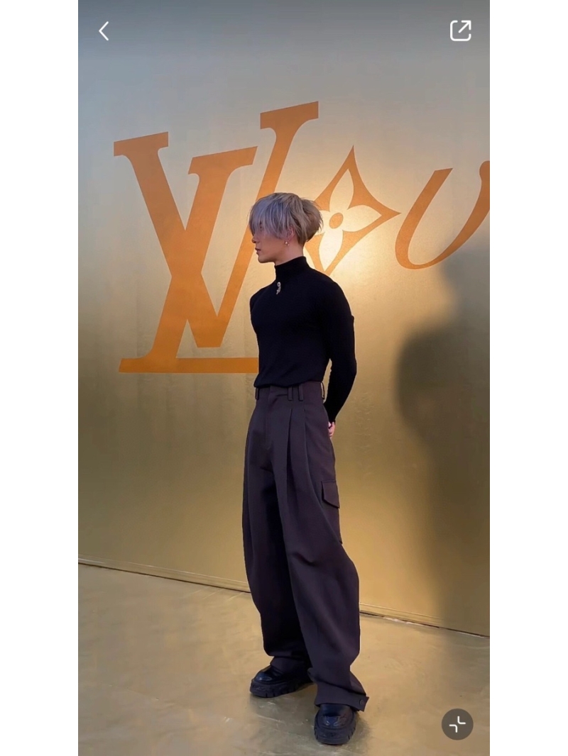 Louis Vuitton LV 24FW Wool Wide-Leg Trousers with Adjustable Hem