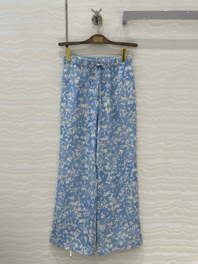 Loro Piana Spring/Summer 2025 Helios Linen Palazzo Pants Blue