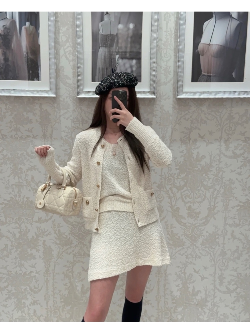 Dior Cotton Wool Ball Cardigan 2024 Collection White
