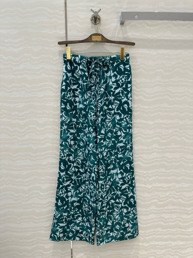 Loro Piana Spring/Summer 2025 Helios Linen Palazzo Pants Green