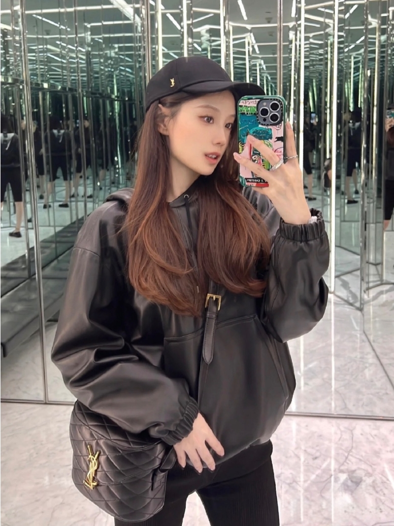 YSL Saint Laurent Reversible Lambskin Hoodie Jacket