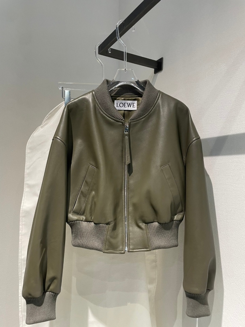 Loewe 24 New Zealand Lambskin Bomber Jacket – Khaki