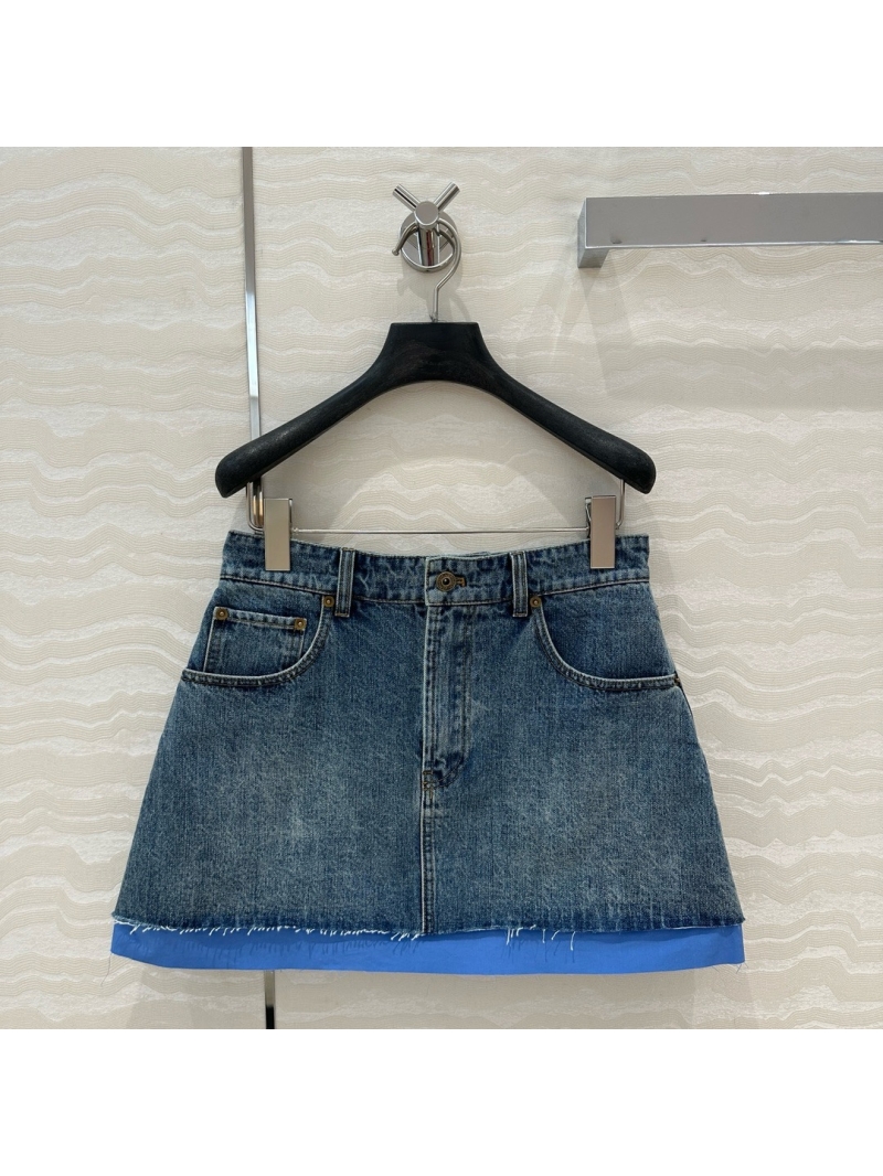 Miu Miu 25FW Layered Denim Mini Skirt