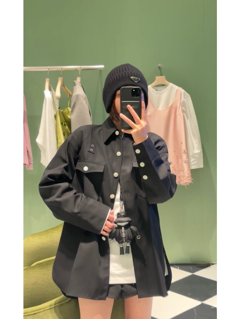 Prada 2025 OS Style Unisex British Academy Style Wool Shirt Jacket – Timeless and Versatile