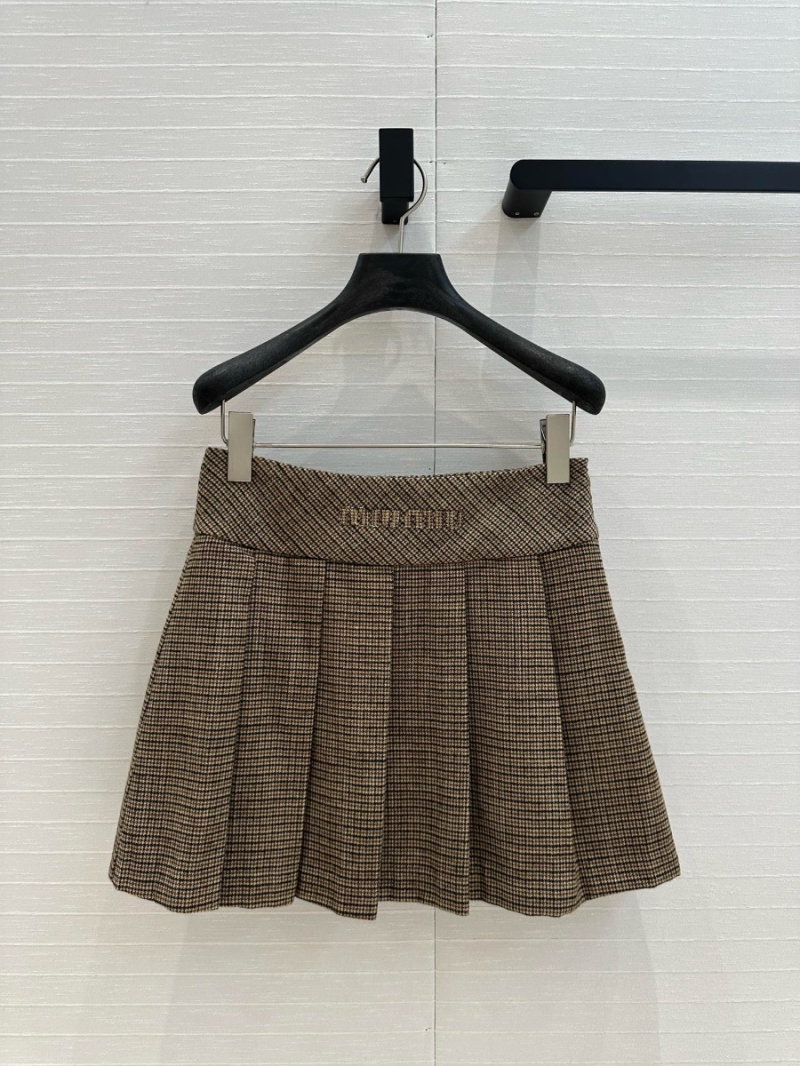 Miu Miu Preppy Plaid Pleated Mini Skirt